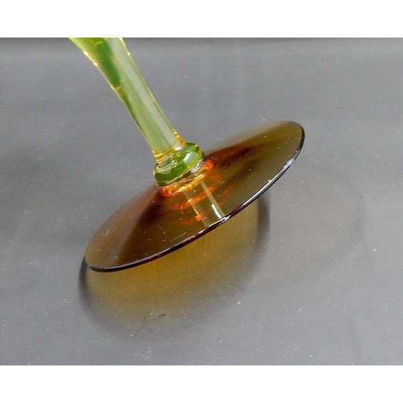 Utility Glass Works Cambodia Ware Vaseline Amber Foot Wine Water Goblet Pair 4 - Picture 7 of 15